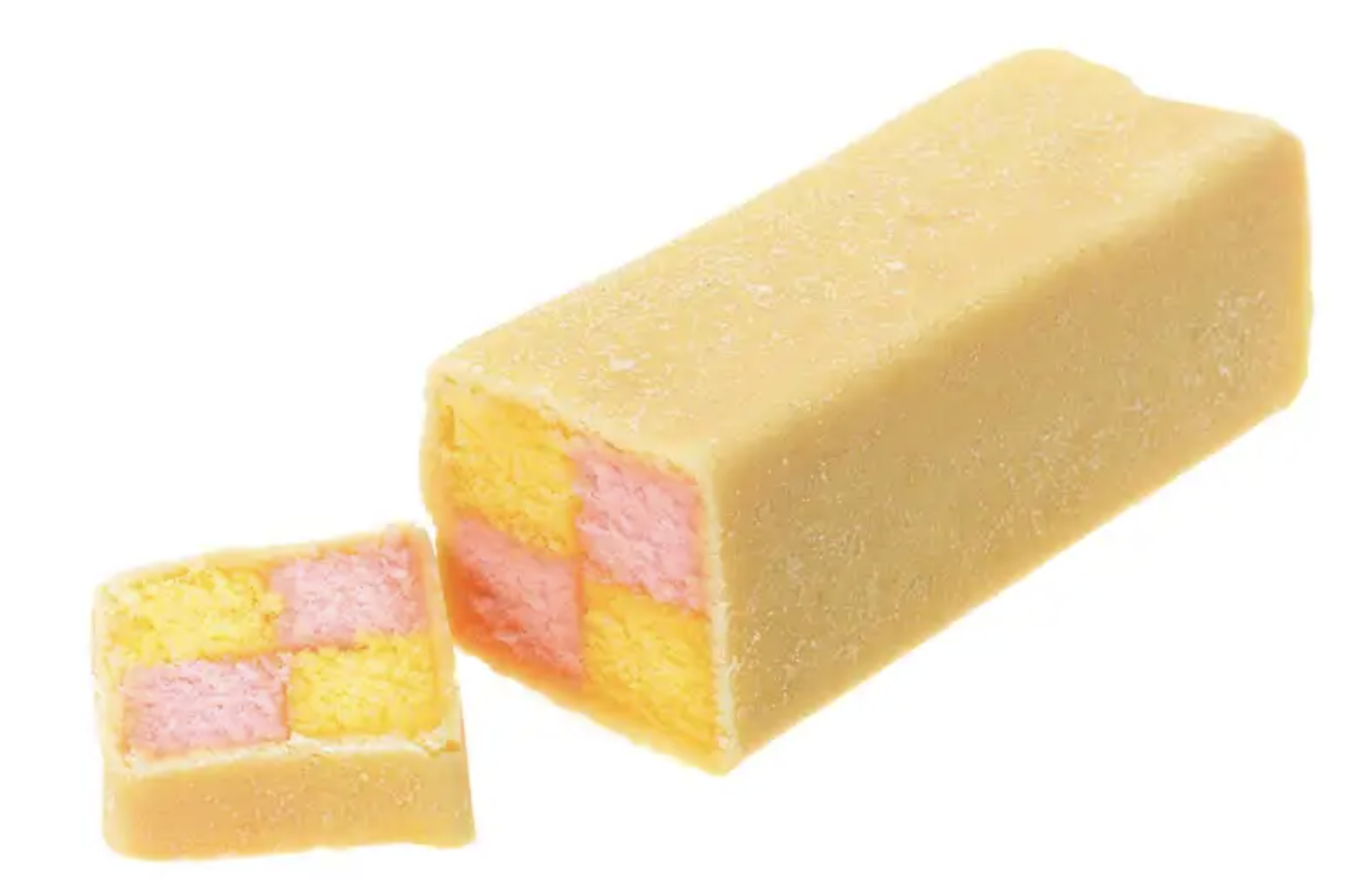 A photo of a battenberg cake